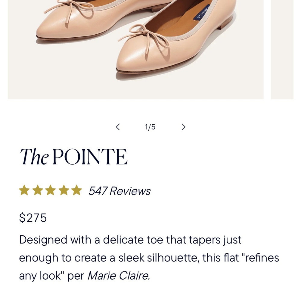 Margaux Women's Cream Ballet Flats - 7 Narrow - Picture 6 of 9